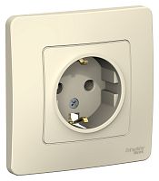 Розетка с заземлением с рамкой Systeme Electric Blanca 1-м. молочный картинка